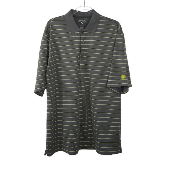 Antigua Men's Gray & Yelllow Striped Golf Polo Large Preppy Classic - Picture 1 of 6